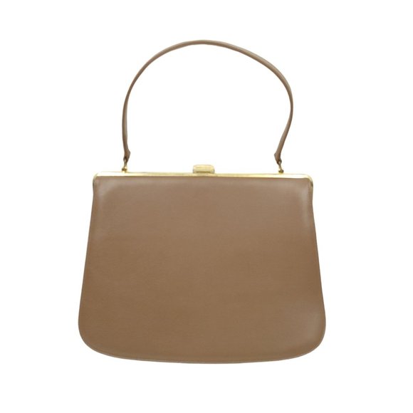 Handbags - Vintage Brown Faux Leather Handbag Top Handle Clasp Closure Womens Retro Purse